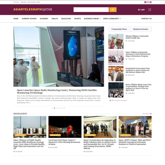 Website design project for Asian Telegraph in Qatar