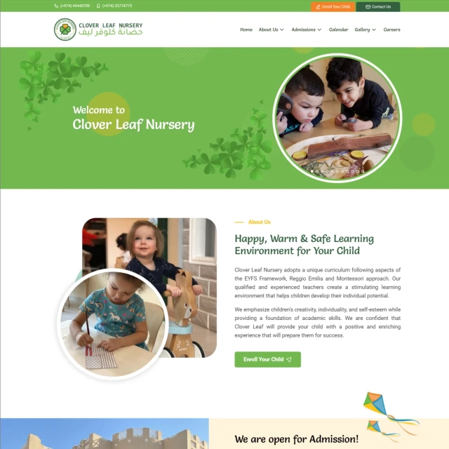 Website design project for Clover Leaf in Qatar