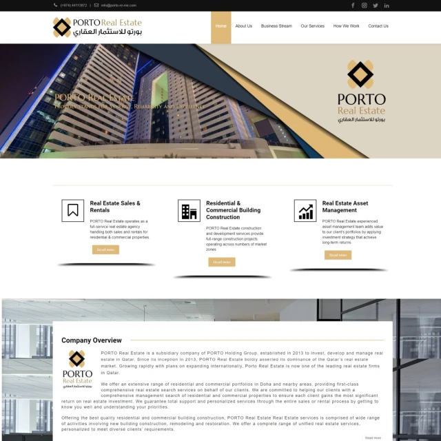 Website design project for Porto Real Estate in Qatar