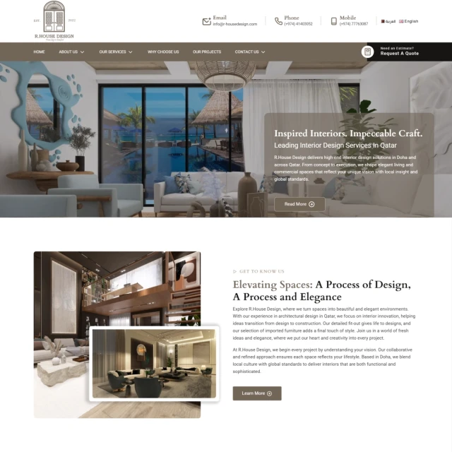 Website design project for R House in Qatar