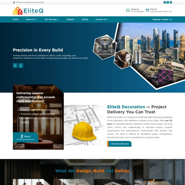 Website design project for Elite Q Decoration in Qatar