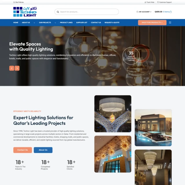 Website design project for TechnoLight in Qatar